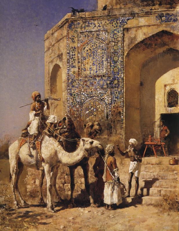Edwin Lord Weeks The Old Blue-Tiled Mosque, Outside of Delhi, India oil painting picture